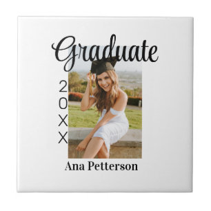 Graduate photo modern classic add year name rustic tile