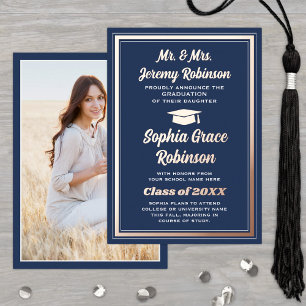 Graduate Photo Navy & Foil Graduation Announcement