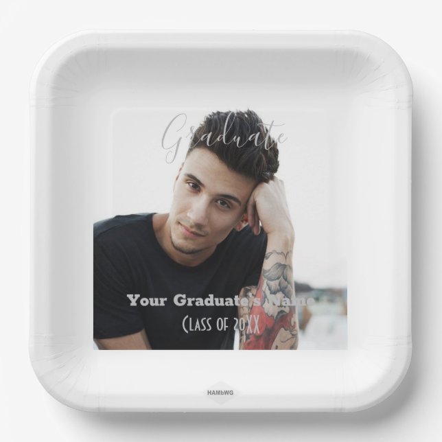 Graduate Photo Paper Napkin - HAMbyWG Paper Plate (Front)