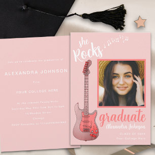 Graduate Photo Pink Country Music Graduation Party Invitation