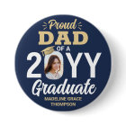 Graduate Photo Proud Dad Elegant Navy Blue & Gold