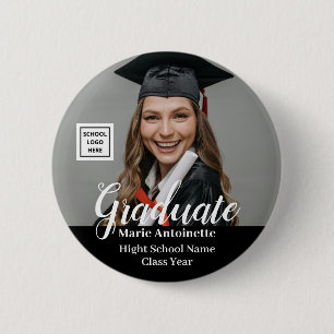 Graduate Photo School Logo Modern Graduation 6 Cm Round Badge