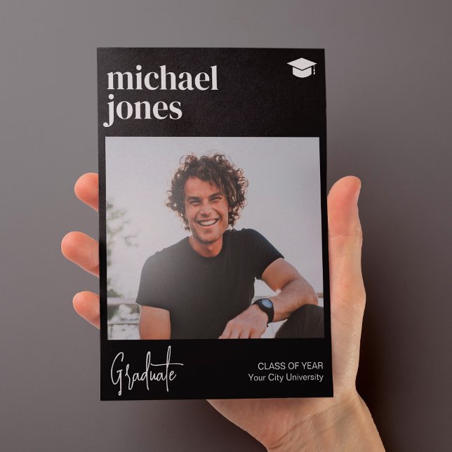 Graduate photo simple classic graduation announcement (Creator Uploaded)