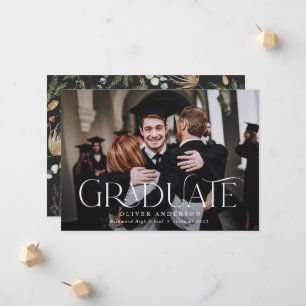 Graduate photo watercolor botanical floral modern announcement
