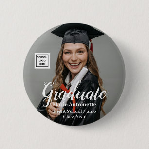Graduate Photo with School Logo Graduation 6 Cm Round Badge