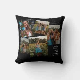 Graduate Photos Black Monogram Cushion
