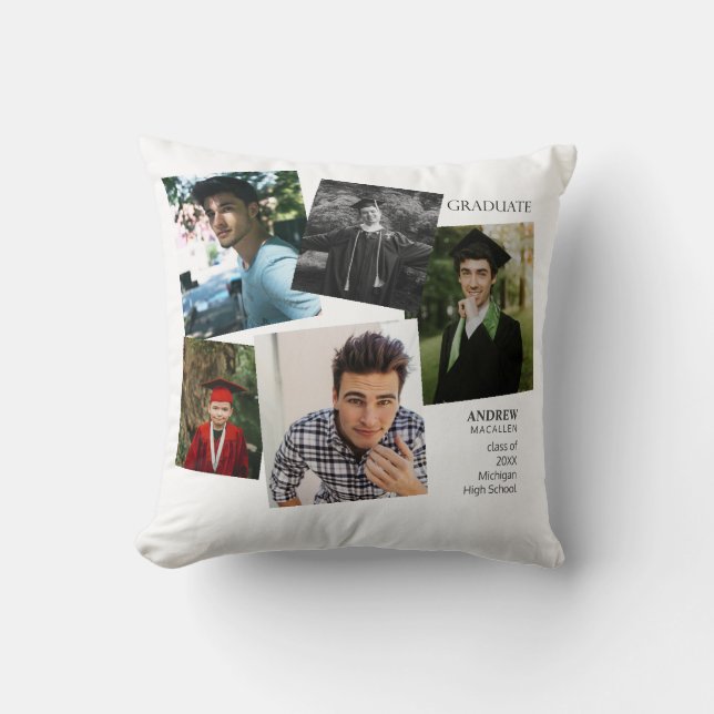 Graduate Photos White Monogram 2 Throw Pillow (Front)