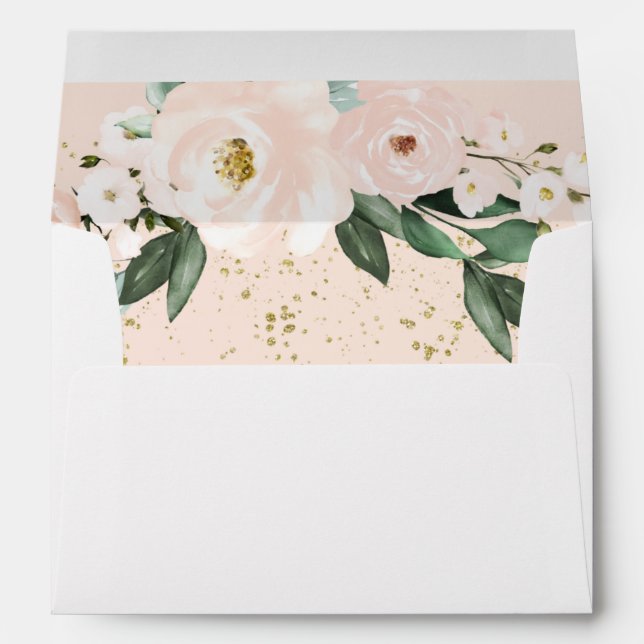 Graduate Pink Blush Floral Bouquet Elegant Envelope (Back (Bottom))
