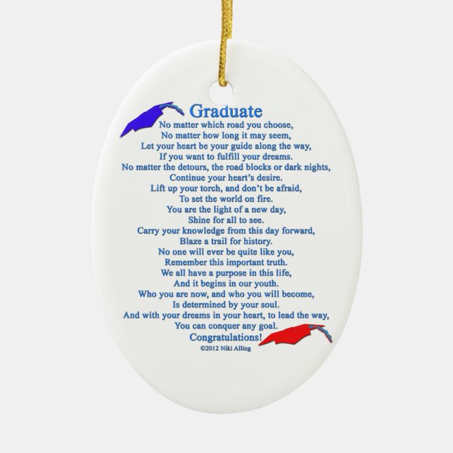Graduate Poem Ceramic Tree Decoration (Front)
