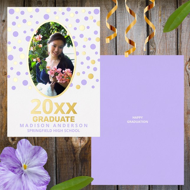 Graduate Polka Dot Oval Photo Purple Gold (Creator Uploaded)
