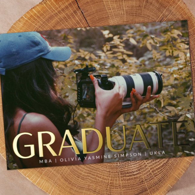 Graduate Pressed Gold Foil Modern Announcement '24 (Creator Uploaded)