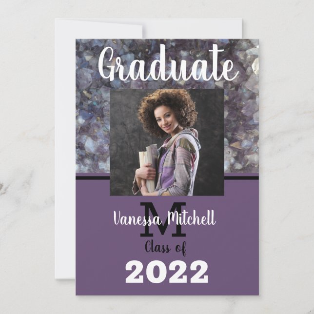 Graduate Purple Amethyst  Invitation (Front)
