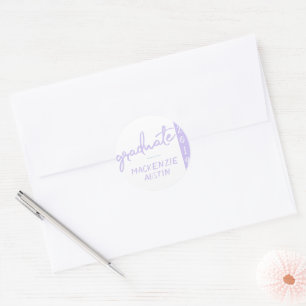 Graduate Purple Script Chic Lavender Keepsake Classic Round Sticker