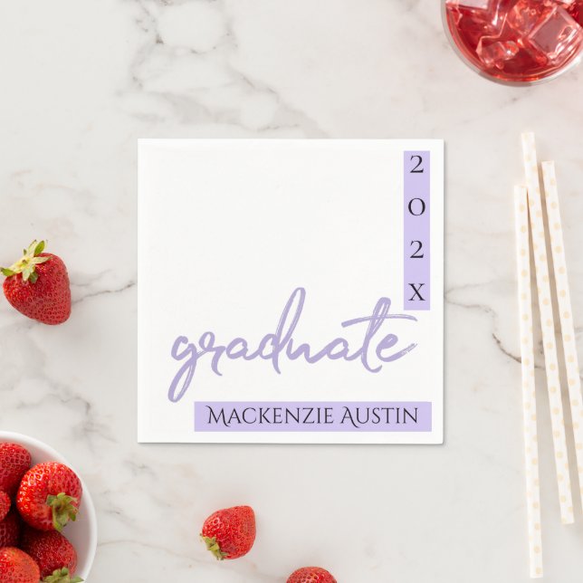 Graduate Purple Script | Chic Lavender Keepsake Napkin (Insitu)