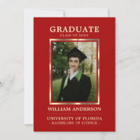 Graduate Red Gold Frame Class of Year | PHOTO