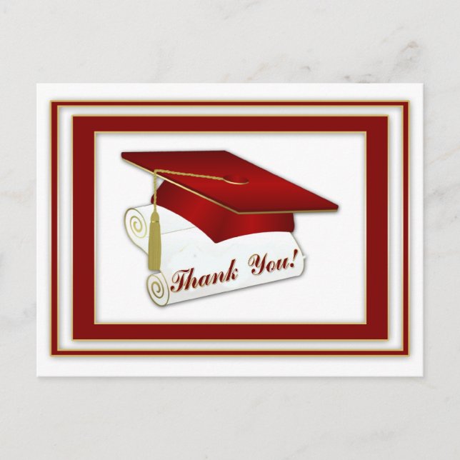 Graduate Red Thank You Postcard (Front)