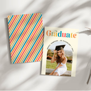 Graduate Retro Colourful Arch Photo Graduation Announcement