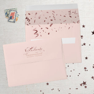 Graduate Rose Gold Foil Confetti Elegant Pink Enve Envelope
