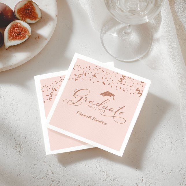 Graduate Rose Gold Foil Graduation Party Pink Napkin (Creator Uploaded)