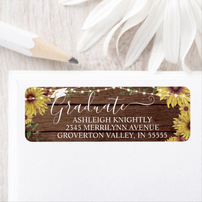 Graduate Rustic Sunflower Wood String Lights Jars (Insitu)