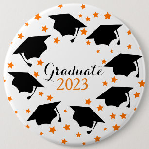 Graduate school black hat with star 6 cm round badge