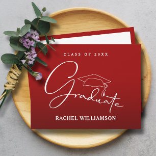 Graduate Script Cardinal Red Thank You Card