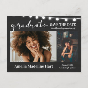 Graduate Script Chalkboard Vintage Save The Date Announcement Postcard