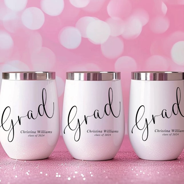 Graduate Script Elegant Modern Graduation (Graduate Script Elegant Modern Graduation Thermal Wine Tumbler)