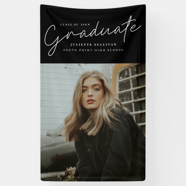 Graduate script graduation party photo banner (Vertical)