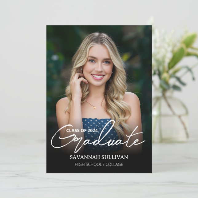 Graduate Script Photo Graduation Invitation (Standing Front)