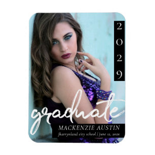 Graduate Script Simple Brush Photo Keepsake Magnet