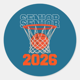 Graduate Senior Class Basketball Player Classic Round Sticker