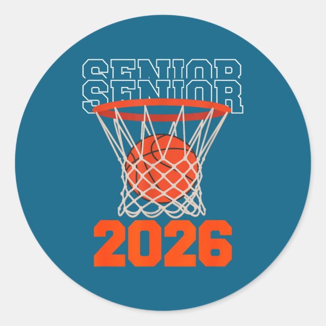 Graduate Senior Class Basketball Player Classic Round Sticker (Front)