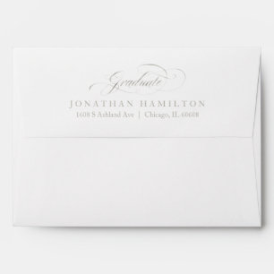 Graduate Silver Foil Classy Script Graduation Envelopes
