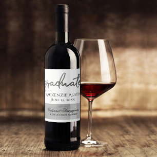 Graduate Silver Script Trendy Faux Metallic Wine Label