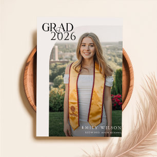 Graduate Simple Arch Photo Graduation Announcement Postcard