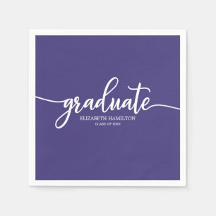 Graduate Simple Calligraphy Graduation Purple Napkin