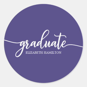 Graduate Simple Chic Calligraphy Graduation Classi Classic Round Sticker