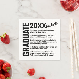 Graduate Simple Modern Black And White Fun Facts Napkin