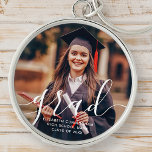 Graduate Simple Modern Script Classic Photo Key Ring<br><div class="desc">This simple and classic design is composed of sans serif and playful cursive typography and add a custom photo.</div>