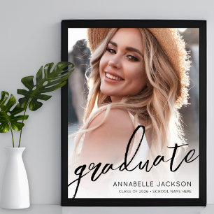 Graduate Simple Script Photo Graduation Party Sign