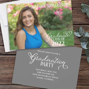 Graduate Simple Stylish Elegant Calligraphy Script Invitation