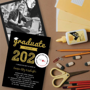 Graduate Sketch Class Of 2024 3 Photo Grad Party Invitation