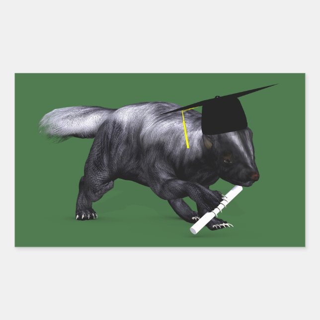 Graduate Skunk Rectangular Sticker (Front)