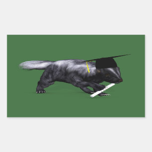 Graduate Skunk Rectangular Sticker