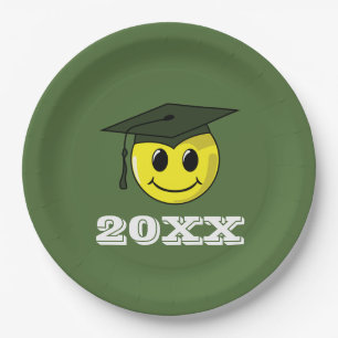 Graduate Smiling Face Graduation Cap Paper Plate