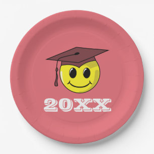 Graduate Smiling Face Graduation Pink Paper Plates