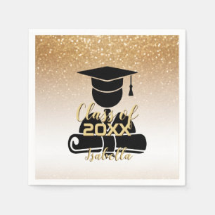 Graduate Student - Class of 20XX - Gold Glitter Napkin