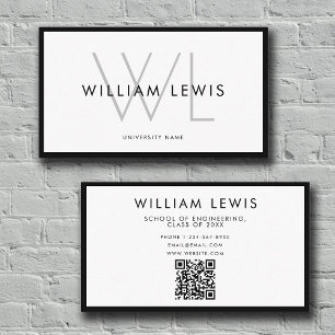 Graduate Student Modern Minimalist QR Code  Business Card