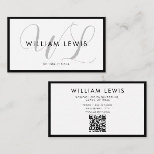 Graduate Student Modern Minimalist Script QR Code Business Card